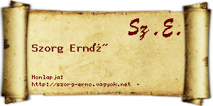 Szorg Ernő névjegykártya